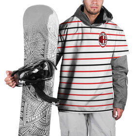 Накидка на куртку 3D с принтом AC Milan - Stripe white в Тюмени, 100% полиэстер |  | ac | fc | football | milan | милан | футбол