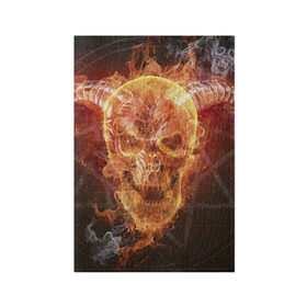 Обложка для паспорта матовая кожа с принтом Дьявол в Тюмени, натуральная матовая кожа | размер 19,3 х 13,7 см; прозрачные пластиковые крепления | ад | адский | адское пламя | дьявол | огонь | пламя