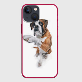 Чехол для iPhone 13 mini с принтом Боксер в Тюмени,  |  | Тематика изображения на принте: боксер | друг | дружба | животное | пес | собака