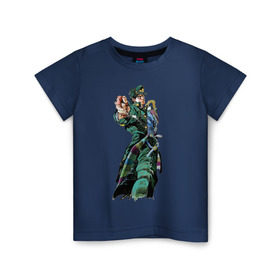 Детская футболка хлопок с принтом Дзётаро Кудзё в Тюмени, 100% хлопок | круглый вырез горловины, полуприлегающий силуэт, длина до линии бедер | jojo’s bizarre adventure | дзётаро кудзё
