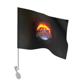 Флаг для автомобиля с принтом Black Sabbath земля в огне в Тюмени, 100% полиэстер | Размер: 30*21 см | black sabbath | группа | метал | надпись | оззи | осборн | хард рок | хеви метал