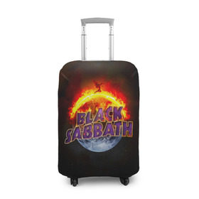 Чехол для чемодана 3D с принтом Black Sabbath земля в огне в Тюмени, 86% полиэфир, 14% спандекс | двустороннее нанесение принта, прорези для ручек и колес | black sabbath | группа | метал | надпись | оззи | осборн | хард рок | хеви метал