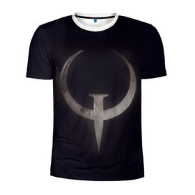 Мужская футболка 3D спортивная с принтом Quake champions в Тюмени, 100% полиэстер с улучшенными характеристиками | приталенный силуэт, круглая горловина, широкие плечи, сужается к линии бедра | Тематика изображения на принте: quake
