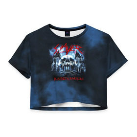 Женская футболка 3D укороченная с принтом Череп Slayer в Тюмени, 100% полиэстер | круглая горловина, длина футболки до линии талии, рукава с отворотами | slayer | группа | гэри холт | замок | керри кинг | метал | музыка | песни | пол бостаф | рок | слеар | слеер | слеяр | том арайа | трэш метал | тяжелый рок | хеви метал | череп