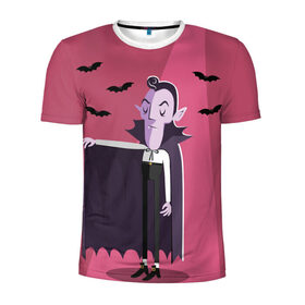 Мужская футболка 3D спортивная с принтом Дракула в Тюмени, 100% полиэстер с улучшенными характеристиками | приталенный силуэт, круглая горловина, широкие плечи, сужается к линии бедра | dracula | halloween | helloween | вампир | день всех святых | детям | для детей | хеллоуин | хеловин | хэллоуин