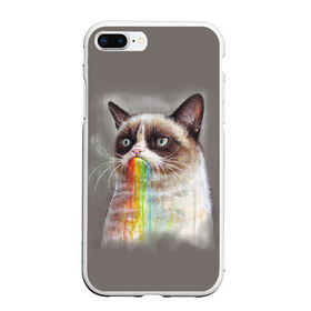 Чехол для iPhone 7Plus/8 Plus матовый с принтом Grumpy Cat в Тюмени, Силикон | Область печати: задняя сторона чехла, без боковых панелей | animal | cat | grumpy cat | животное | кот | котенок | кошка | радуга