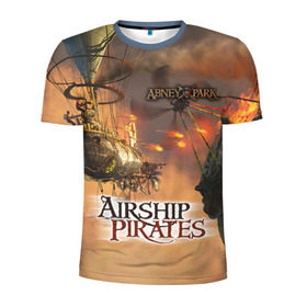 Мужская футболка 3D спортивная с принтом Airship pirates в Тюмени, 100% полиэстер с улучшенными характеристиками | приталенный силуэт, круглая горловина, широкие плечи, сужается к линии бедра | steampunk