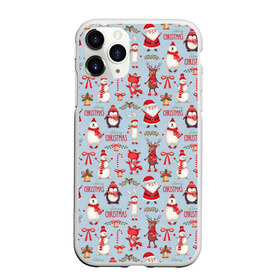 Чехол для iPhone 11 Pro Max матовый с принтом Рождественская Милота в Тюмени, Силикон |  | дед мороз | заяц | колокольчик | лиса | лисичка | медведь | олень | омела | пингвин | санта клаус