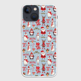 Чехол для iPhone 13 mini с принтом Рождественская Милота в Тюмени,  |  | дед мороз | заяц | колокольчик | лиса | лисичка | медведь | олень | омела | пингвин | санта клаус