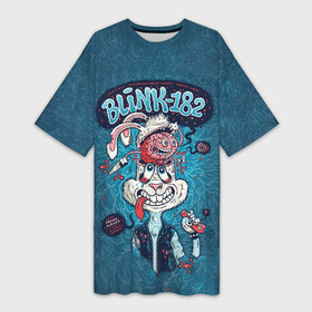 Платье-футболка 3D с принтом Заяц Blink 182 в Тюмени,  |  | blink | альтернативный рок | блинк | группа | марк хоппус | музыка | мэтт скиба | надпись | панк | панк рок | песни | поп панк | рок | скейт панк | смайл | смайлик | трэвис баркер