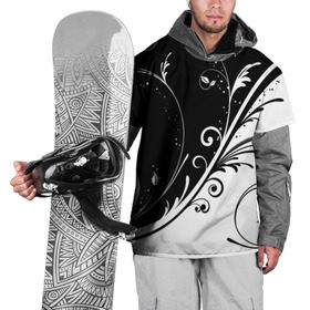 Накидка на куртку 3D с принтом Цветочный узор в Тюмени, 100% полиэстер |  | абстракция | белый | инь янь | модные | прикольные картинки | природа | растения | тренды | узоры | цветы | черный