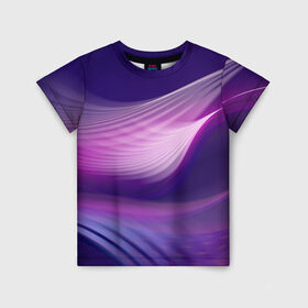 Детская футболка 3D с принтом Фиолетовые Волны в Тюмени, 100% гипоаллергенный полиэфир | прямой крой, круглый вырез горловины, длина до линии бедер, чуть спущенное плечо, ткань немного тянется | линии | узоры | фиолетовый | цвет