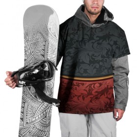 Накидка на куртку 3D с принтом Узоры Black and Red в Тюмени, 100% полиэстер |  | Тематика изображения на принте: красный | узоры | цветы | черный