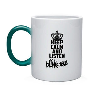 Кружка хамелеон с принтом Keep calm and listen Blink-182 в Тюмени, керамика | меняет цвет при нагревании, емкость 330 мл | Тематика изображения на принте: 