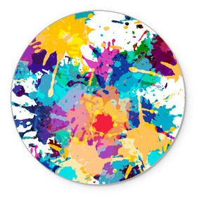 Коврик круглый с принтом Пятна краски в Тюмени, резина и полиэстер | круглая форма, изображение наносится на всю лицевую часть | абстракция | брызги | краска | пятно