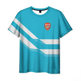 Мужская футболка 3D с принтом Арсенал / FC Arsenal 2018 Blue в Тюмени, 100% полиэфир | прямой крой, круглый вырез горловины, длина до линии бедер | Тематика изображения на принте: 