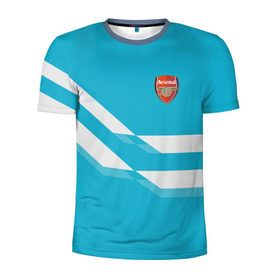 Мужская футболка 3D спортивная с принтом Арсенал / FC Arsenal 2018 Blue в Тюмени, 100% полиэстер с улучшенными характеристиками | приталенный силуэт, круглая горловина, широкие плечи, сужается к линии бедра | 