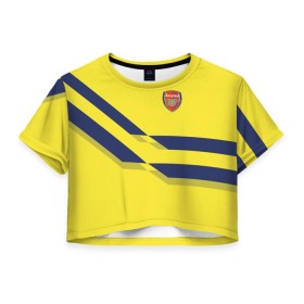 Женская футболка 3D укороченная с принтом Арсенал / FC Arsenal 2018 #2 в Тюмени, 100% полиэстер | круглая горловина, длина футболки до линии талии, рукава с отворотами | Тематика изображения на принте: fc | fc arsenal | fly emirates | ronaldo | абстракция | арсенал | геометрия | зож | клуб | линии | мода | модные | мяч | реал | спорт | спортивные | стиль | тренды | футбол | футбольный клуб | экстрим | эмблема