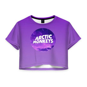 Женская футболка 3D укороченная с принтом Arctic Monkeys в Тюмени, 100% полиэстер | круглая горловина, длина футболки до линии талии, рукава с отворотами | алекс тёрнер | арктик | арктические мартышки | гаражный | группа | джейми кук | инди рок | манкис | музыка | мэтт хелдер | ник о мэлли | обезьяна | постпанк ривайвл | психоделический | рок