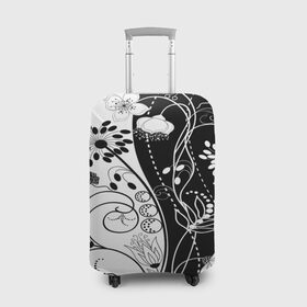 Чехол для чемодана 3D с принтом Retro flower в Тюмени, 86% полиэфир, 14% спандекс | двустороннее нанесение принта, прорези для ручек и колес | blossom | flower | garden stuff | green stuff | бабочки | узор | цветочный орнамент | цветы | цеточный узор