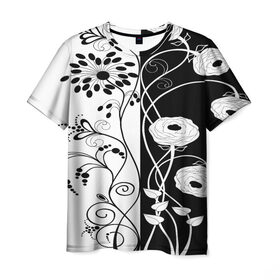 Мужская футболка 3D с принтом Мак в Тюмени, 100% полиэфир | прямой крой, круглый вырез горловины, длина до линии бедер | blossom | flower | garden stuff | green stuff | бабочки | узор | цветочный орнамент | цветы | цеточный узор