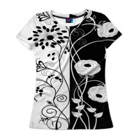 Женская футболка 3D с принтом Мак в Тюмени, 100% полиэфир ( синтетическое хлопкоподобное полотно) | прямой крой, круглый вырез горловины, длина до линии бедер | blossom | flower | garden stuff | green stuff | бабочки | узор | цветочный орнамент | цветы | цеточный узор