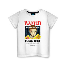 Детская футболка хлопок с принтом Очень странные дела / 11 в Тюмени, 100% хлопок | круглый вырез горловины, полуприлегающий силуэт, длина до линии бедер | 11 | eggo | stranger things | wanted | одиннадцать