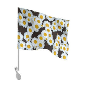 Флаг для автомобиля с принтом Аромашки в Тюмени, 100% полиэстер | Размер: 30*21 см | Тематика изображения на принте: белый | желтый | красивые | красота | мода | модные | природа | растения | ромашка | ромашки | текстура | тренды | цветы