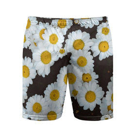 Мужские шорты 3D спортивные с принтом Аромашки в Тюмени,  |  | белый | желтый | красивые | красота | мода | модные | природа | растения | ромашка | ромашки | текстура | тренды | цветы