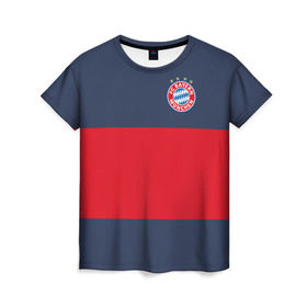 Женская футболка 3D с принтом Bayern Munchen - Red-Blue FCB (2018 NEW) в Тюмени, 100% полиэфир ( синтетическое хлопкоподобное полотно) | прямой крой, круглый вырез горловины, длина до линии бедер | 0x000000123 | bayern munchen | fcb | football | бавария мюнхен | футбол