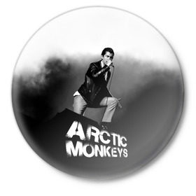 Значок с принтом Солист Arctic Monkeys в Тюмени,  металл | круглая форма, металлическая застежка в виде булавки | алекс тёрнер | арктик | арктические мартышки | гаражный | группа | джейми кук | инди рок | манкис | музыка | мэтт хелдер | ник о мэлли | обезьяна | постпанк ривайвл | психоделический | рок