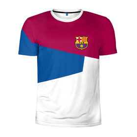 Мужская футболка 3D спортивная с принтом FC Barcelona 2018 #4 в Тюмени, 100% полиэстер с улучшенными характеристиками | приталенный силуэт, круглая горловина, широкие плечи, сужается к линии бедра | Тематика изображения на принте: fc | барселона | эмблема