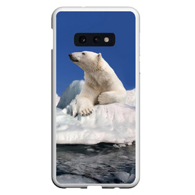 Чехол для Samsung S10E с принтом Арктика в Тюмени, Силикон | Область печати: задняя сторона чехла, без боковых панелей | animals | bear | ice | nature | polar bear | power | travel | белый медведь | животные | лёд | медведь | природа | путешествия | сила | снег