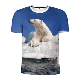 Мужская футболка 3D спортивная с принтом Арктика в Тюмени, 100% полиэстер с улучшенными характеристиками | приталенный силуэт, круглая горловина, широкие плечи, сужается к линии бедра | animals | bear | ice | nature | polar bear | power | travel | белый медведь | животные | лёд | медведь | природа | путешествия | сила | снег