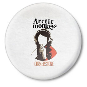 Значок с принтом Arctic Monkeys cornerstone в Тюмени,  металл | круглая форма, металлическая застежка в виде булавки | алекс тёрнер | арктик | арктические мартышки | гаражный | группа | джейми кук | инди рок | манкис | музыка | мэтт хелдер | ник о мэлли | обезьяна | постпанк ривайвл | психоделический | рок