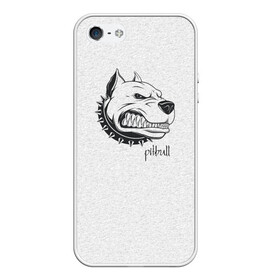 Чехол для iPhone 5/5S матовый с принтом Pitbull в Тюмени, Силикон | Область печати: задняя сторона чехла, без боковых панелей | dog | питбуль | порода | рисунок | собака