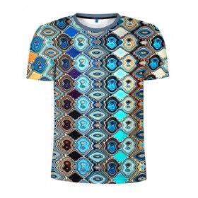 Мужская футболка 3D спортивная с принтом psychedelic mosaica в Тюмени, 100% полиэстер с улучшенными характеристиками | приталенный силуэт, круглая горловина, широкие плечи, сужается к линии бедра | Тематика изображения на принте: 
