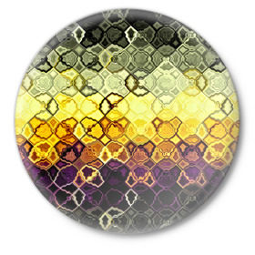 Значок с принтом Фрактальный мир в Тюмени,  металл | круглая форма, металлическая застежка в виде булавки | полосы | разводы | узоры | фрактал