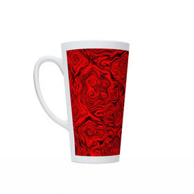Кружка Латте с принтом Tie-Dye red в Тюмени, Белая керамика | Объем 480 мл; Высота 150 мм; Диаметр 90 мм | волны | красный | разводы | текстура