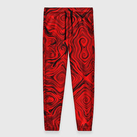 Женские брюки 3D с принтом Tie-Dye red в Тюмени, полиэстер 100% | прямой крой, два кармана без застежек по бокам, с мягкой трикотажной резинкой на поясе и по низу штанин. В поясе для дополнительного комфорта — широкие завязки | волны | красный | разводы | текстура