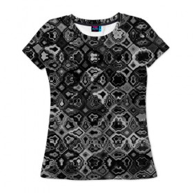 Женская футболка 3D с принтом абстракция кусочков в Тюмени, 100% полиэфир ( синтетическое хлопкоподобное полотно) | прямой крой, круглый вырез горловины, длина до линии бедер | волны | мозаика | оптические | узоры | фрактал
