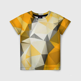 Детская футболка 3D с принтом Sport Abstract 2018 в Тюмени, 100% гипоаллергенный полиэфир | прямой крой, круглый вырез горловины, длина до линии бедер, чуть спущенное плечо, ткань немного тянется | абстракция | геометрия | желтый | краски | линии | мода | модные | пирамиды | полосы | серый | тренды | треугольники | узоры | фигуры | цвет