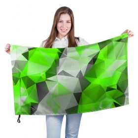 Флаг 3D с принтом Sport Abstract 2018 Green в Тюмени, 100% полиэстер | плотность ткани — 95 г/м2, размер — 67 х 109 см. Принт наносится с одной стороны | абстракция | геометрия | желтый | краски | линии | мода | модные | пирамиды | полосы | серый | тренды | треугольники | узоры | фигуры | цвет