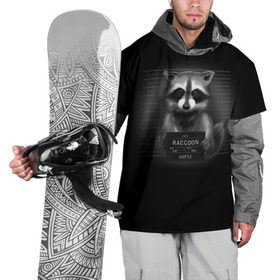 Накидка на куртку 3D с принтом Енот Преступник в Тюмени, 100% полиэстер |  | Тематика изображения на принте: raccoon | виновен | полоскун | стражи