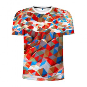 Мужская футболка 3D спортивная с принтом abstraction polygon в Тюмени, 100% полиэстер с улучшенными характеристиками | приталенный силуэт, круглая горловина, широкие плечи, сужается к линии бедра | 