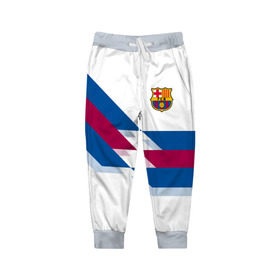 Детские брюки 3D с принтом FC Barcelona #8 в Тюмени, 100% полиэстер | манжеты по низу, эластичный пояс регулируется шнурком, по бокам два кармана без застежек, внутренняя часть кармана из мелкой сетки | fcb | барселона | геометрия | футбольный клуб