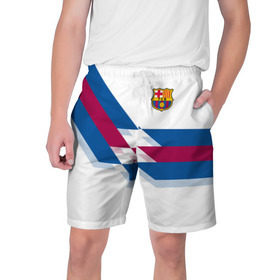 Мужские шорты 3D с принтом FC Barcelona #8 в Тюмени,  полиэстер 100% | прямой крой, два кармана без застежек по бокам. Мягкая трикотажная резинка на поясе, внутри которой широкие завязки. Длина чуть выше колен | fcb | барселона | геометрия | футбольный клуб