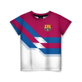 Детская футболка 3D с принтом FC Barcelona #4 в Тюмени, 100% гипоаллергенный полиэфир | прямой крой, круглый вырез горловины, длина до линии бедер, чуть спущенное плечо, ткань немного тянется | Тематика изображения на принте: 