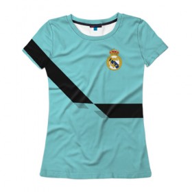Женская футболка 3D с принтом Real Madrid 2018 #4 в Тюмени, 100% полиэфир ( синтетическое хлопкоподобное полотно) | прямой крой, круглый вырез горловины, длина до линии бедер | 