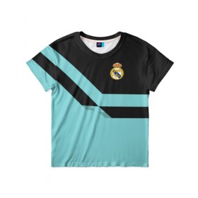 Детская футболка 3D с принтом Real Madrid 2018 #2 в Тюмени, 100% гипоаллергенный полиэфир | прямой крой, круглый вырез горловины, длина до линии бедер, чуть спущенное плечо, ткань немного тянется | emirates | fc | real madrid | клуб | мяч | реал мадрид | эмблема